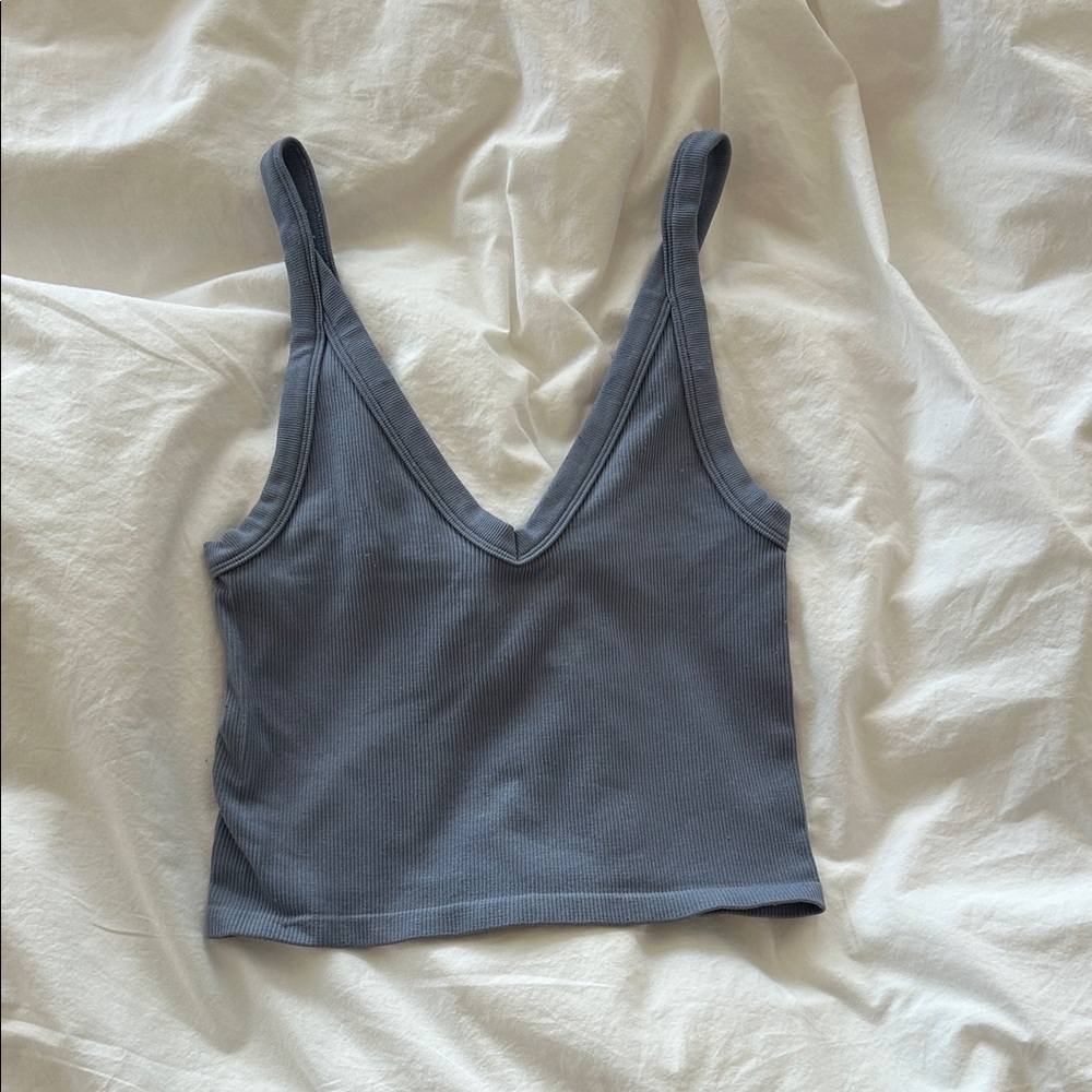 Blue Ribbed Tank Top